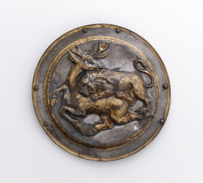 Unknown:Phalera with Relief of Lion Attacking a Stag,16x12