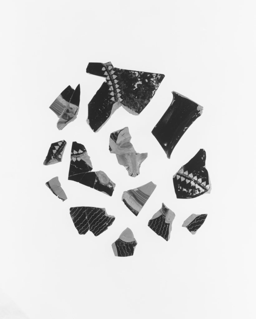 Unknown:Two Fragmentary Black-Glaze Kantharoi with Mask of D, Poster Print Wall Art