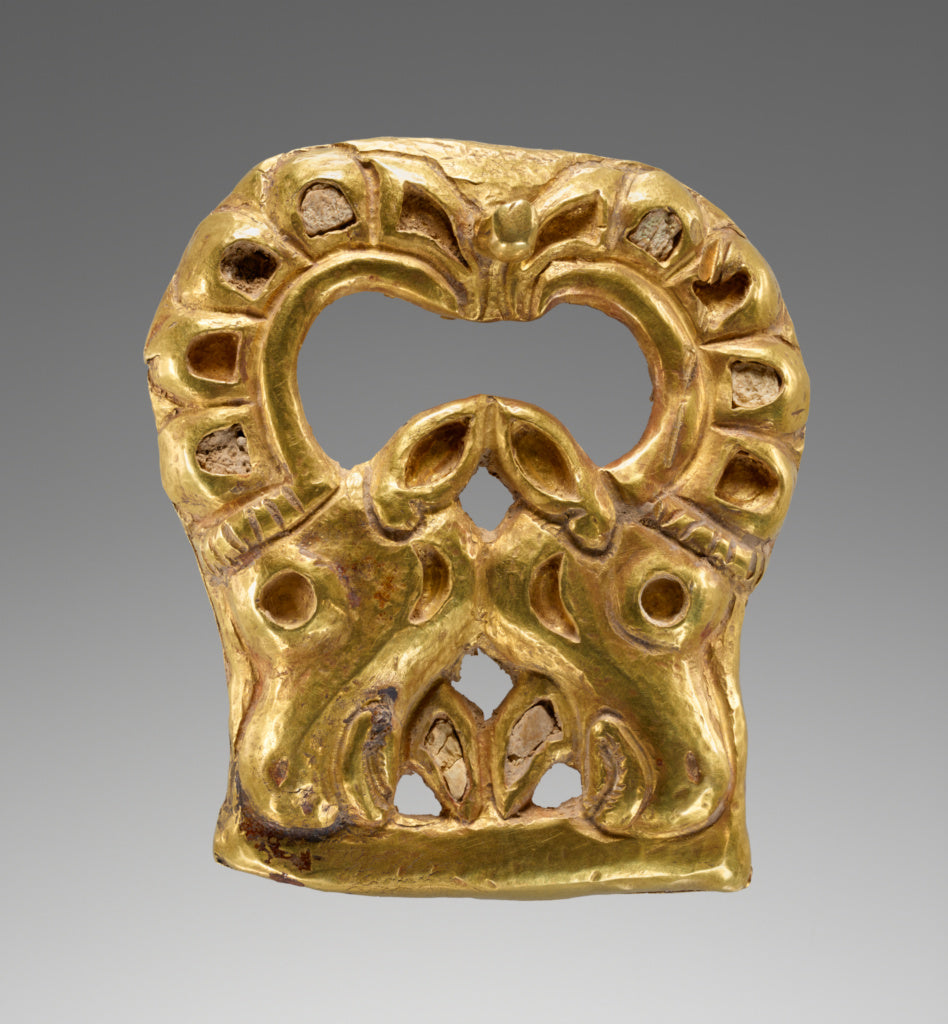 Unknown:Mount for a Belt Buckle(?) with Ram's Heads, Poster Print Wall Art