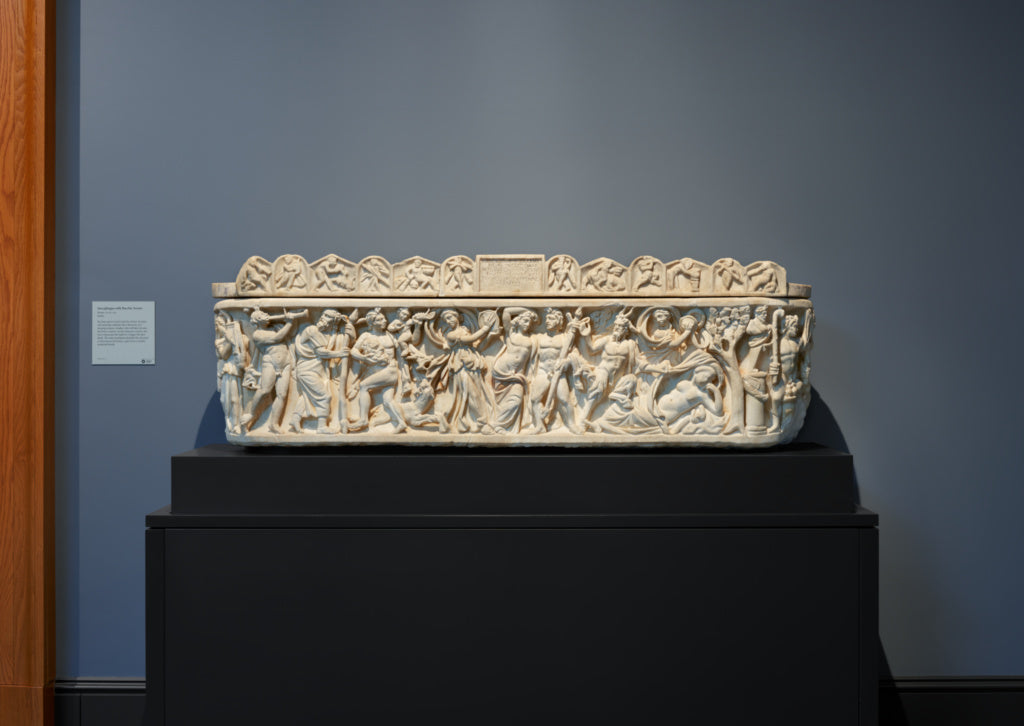 Unknown:Sarcophagus and Lid; 19th Century Crouching Lion Sup, Poster Print Wall Art