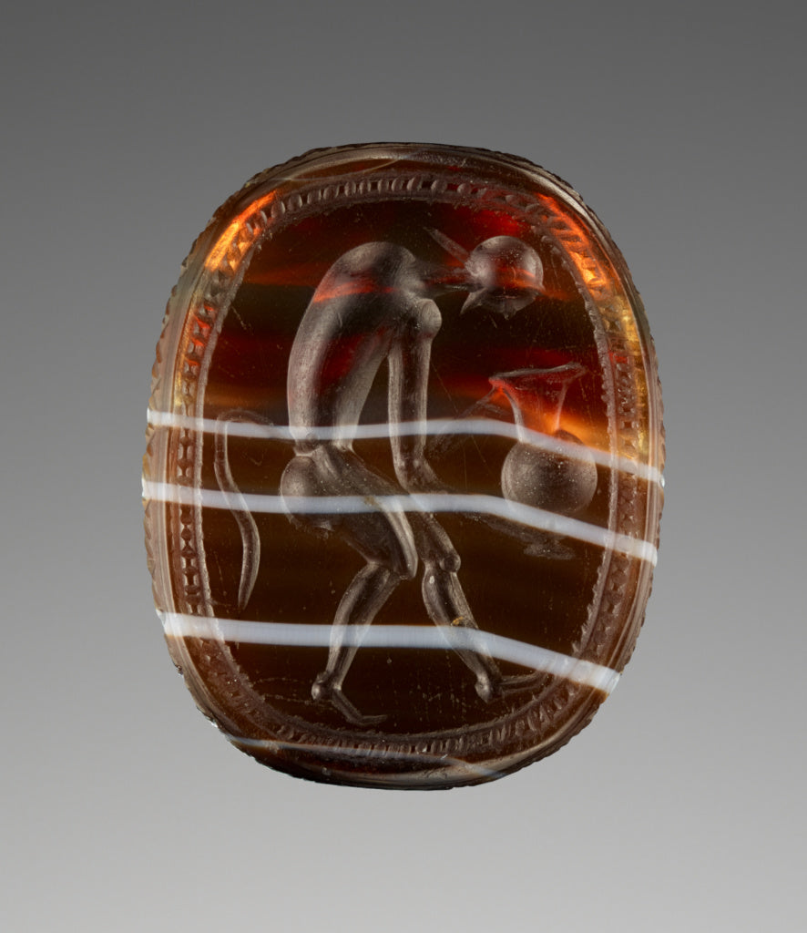 Unknown:Scarab with Satyr Carrying an Amphora, Poster Print Wall Art