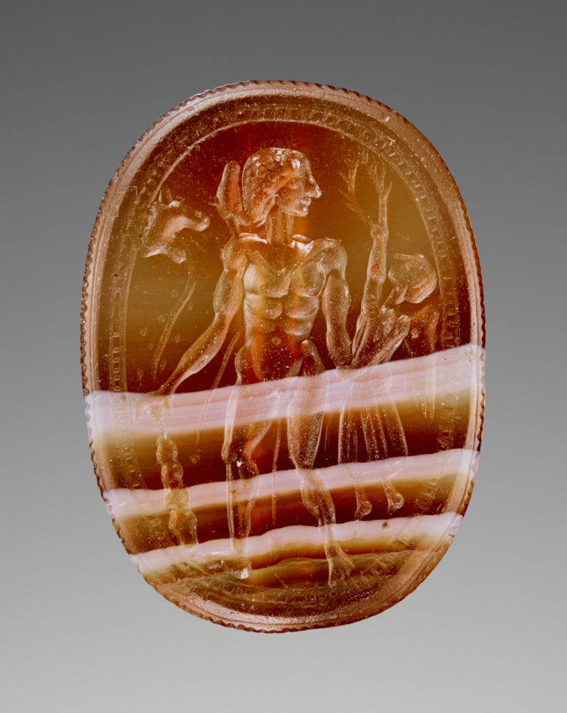 Unknown:Engraved Scarab with Nike crowning Hercle, Poster Print Wall Art