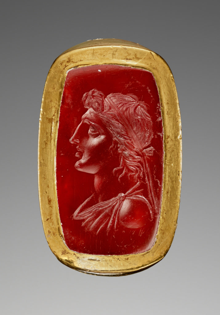 Unknown:Engraved Gem with Alexander the Great inset Into a H, Poster Print Wall Art