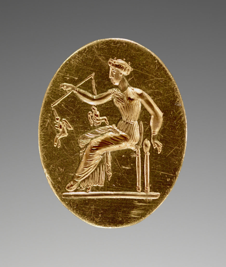 Unknown:Engraved Ring with Aphrodite Weighing Two Erotes, Poster Print Wall Art