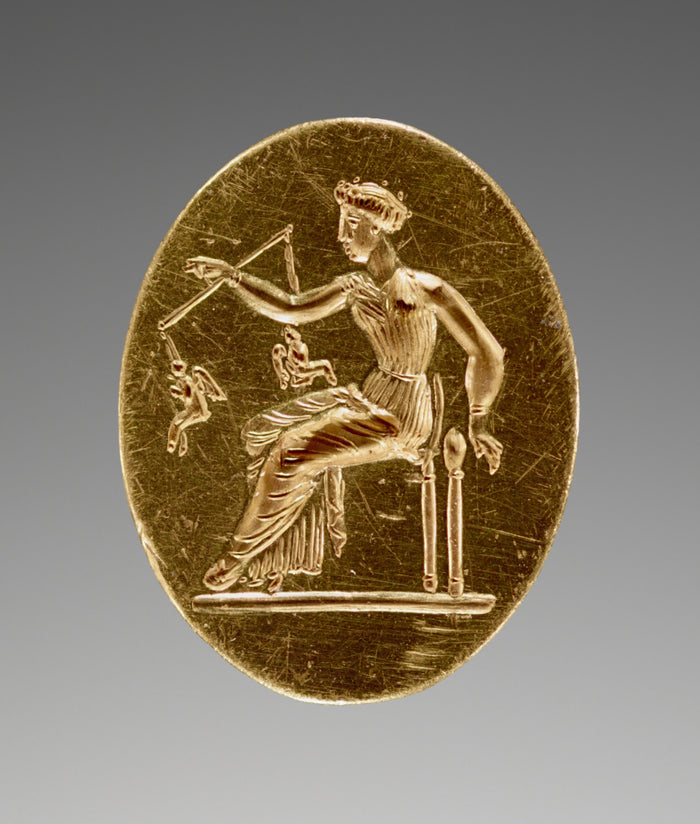 Unknown:Engraved Ring with Aphrodite Weighing Two Erotes,16x12