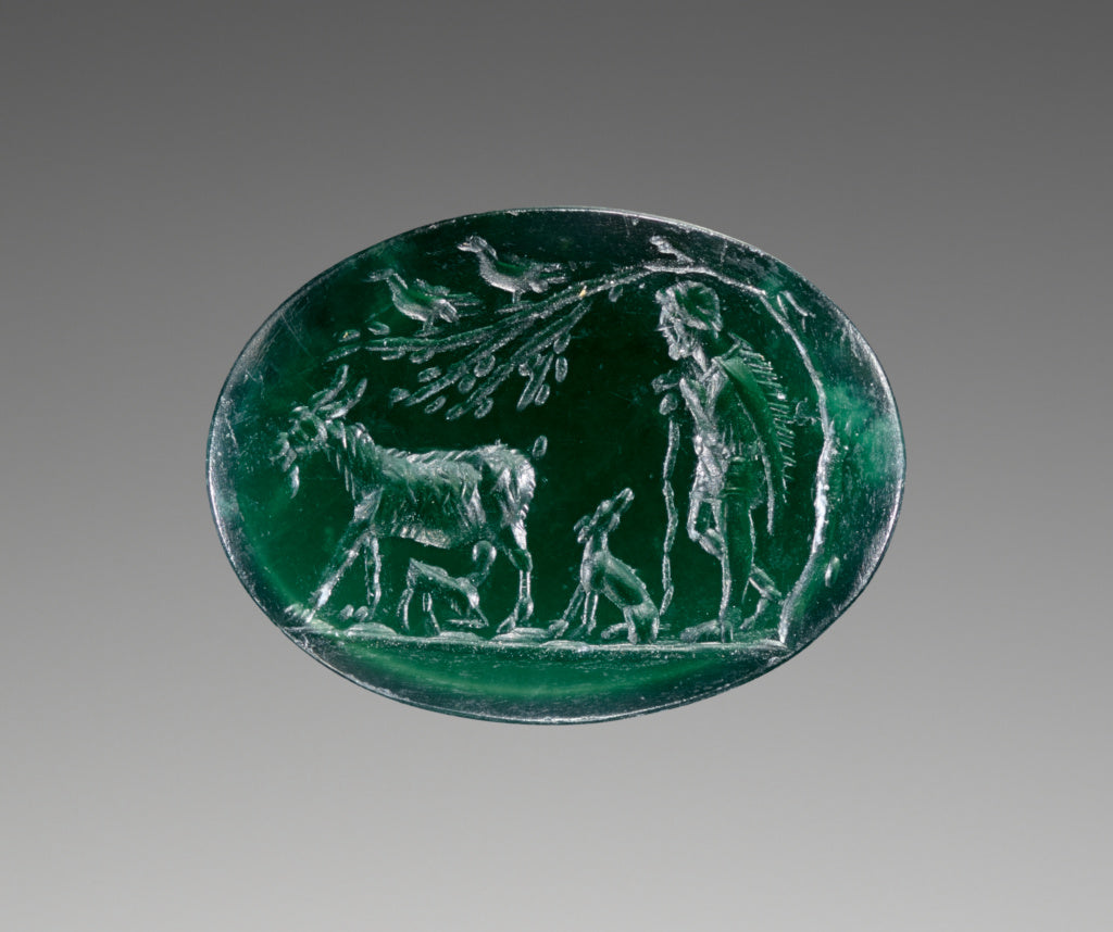 Unknown:Engraved Gem with a Goatherd, Poster Print Wall Art