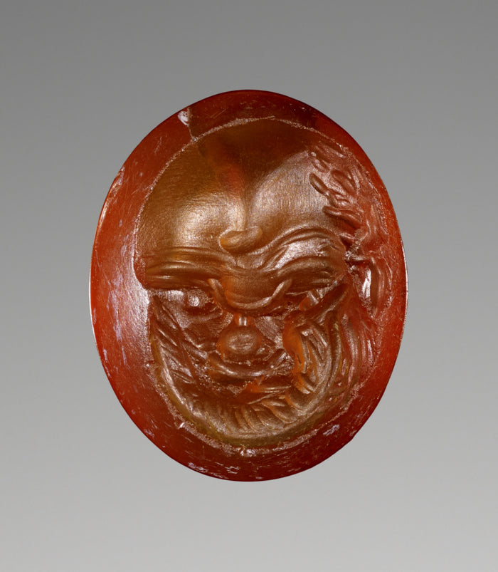 Unknown:Engraved Gem with a Bearded Comic Mask,16x12