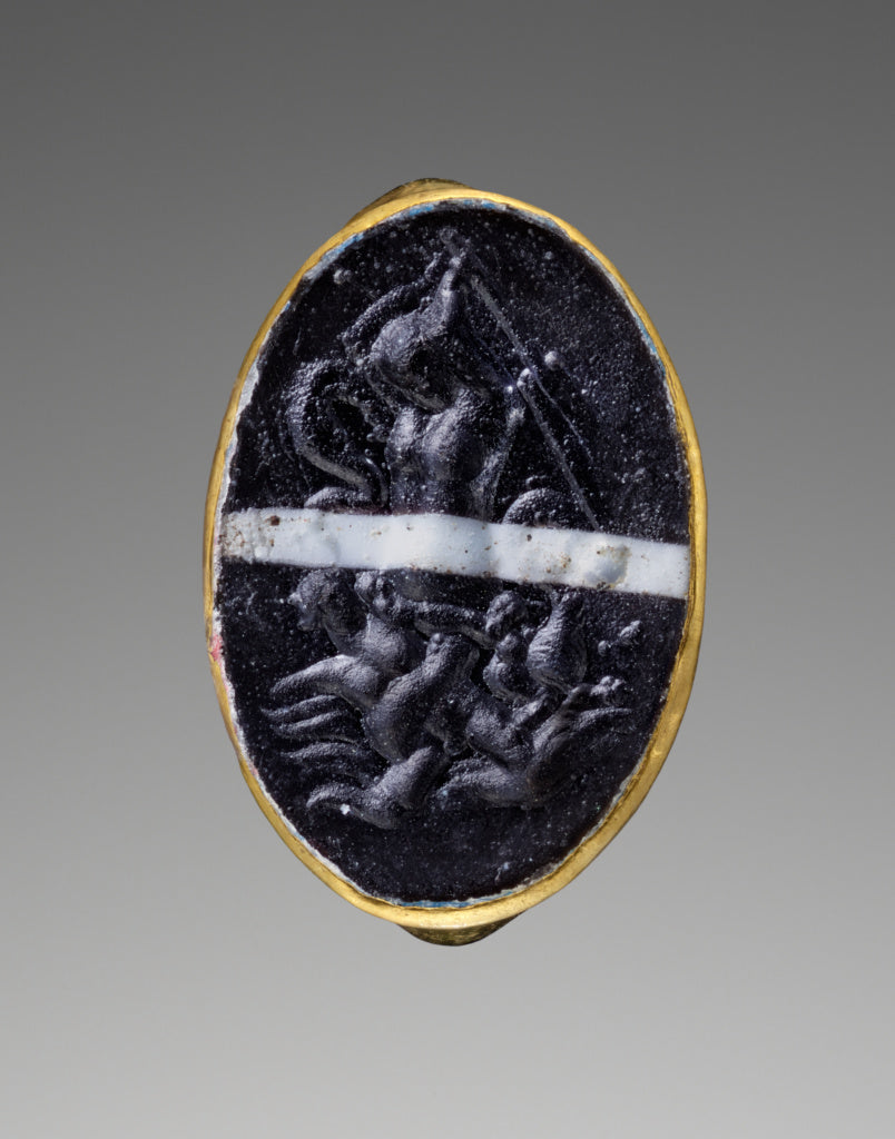 Unknown:Cast Gem with Scylla attacking a Sailor set into a R, Poster Print Wall Art