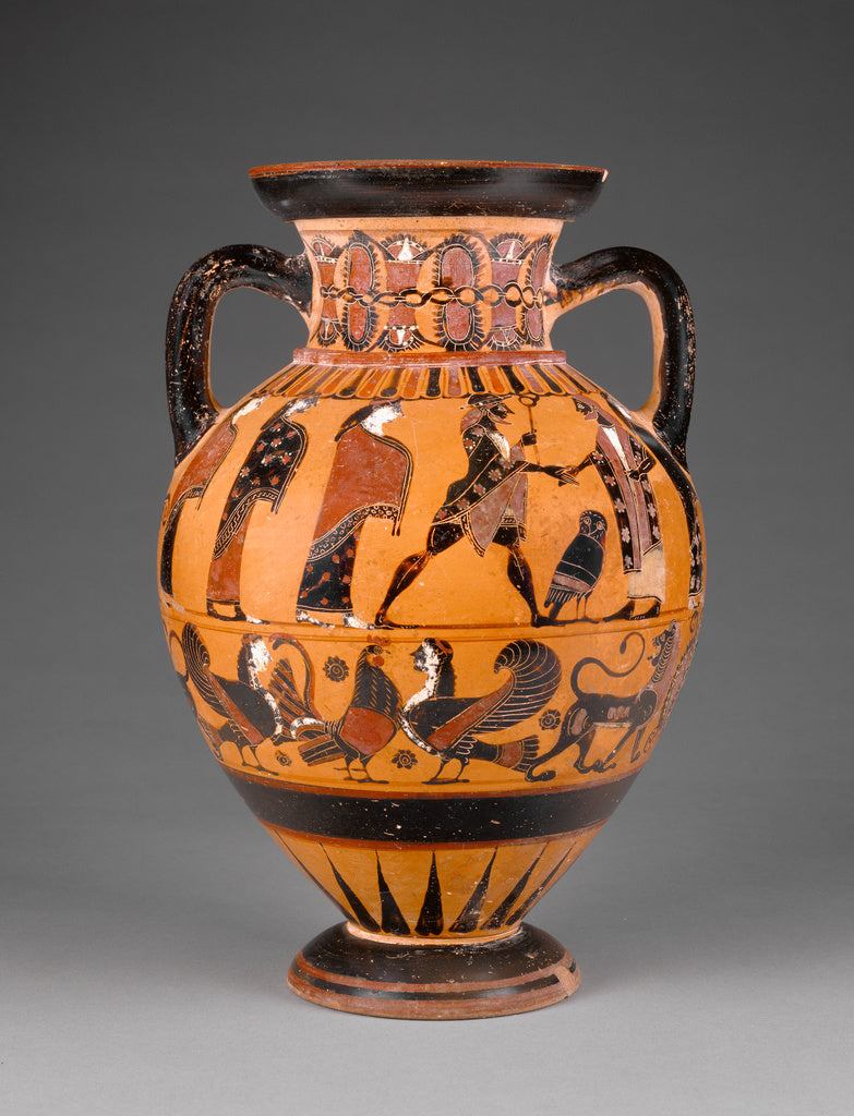 Unknown Artist:Euboean Black-Figure Neck Amphora, Poster Print Wall Art