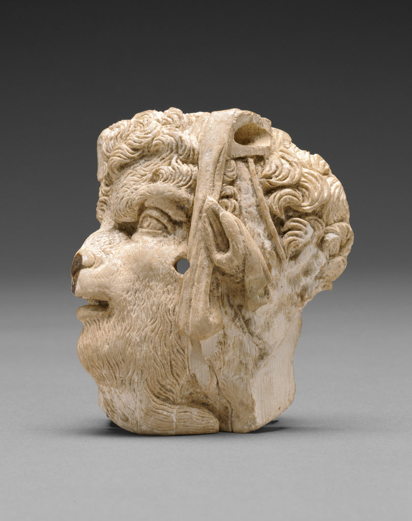 Unknown:Applique depicting the head of pan, Poster Print Wall Art
