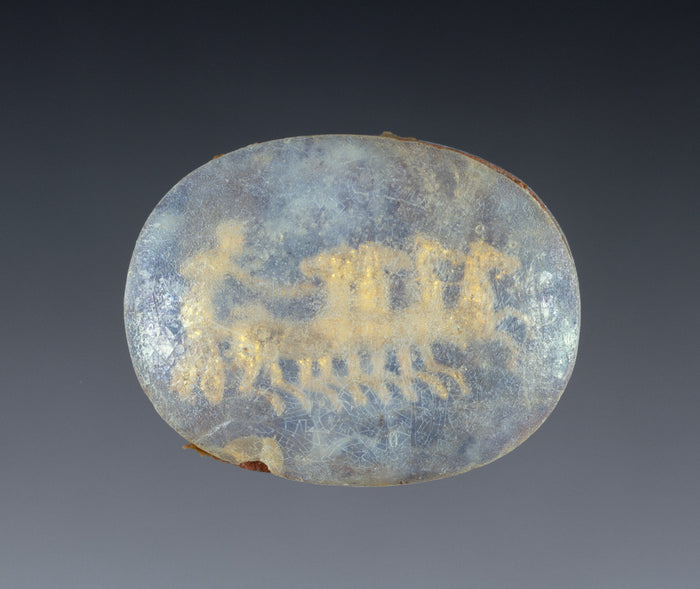 Unknown:Glass gem with gold foil ornament,16x12
