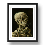 Vincent van Gogh - Skull Skeleton Burning Cigarette, vintage artwork in A3 (17x13") Black Frame