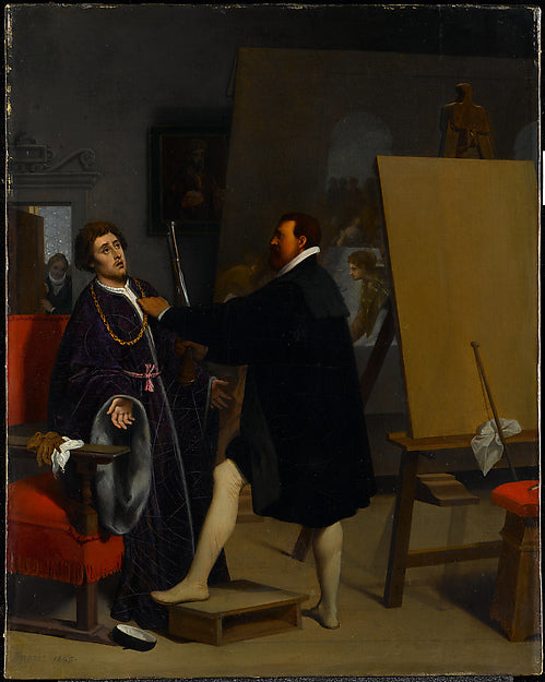 Jean Auguste Dominique Ingres:Aretino in the Studio of Tinto-16x12"(A3) Poster