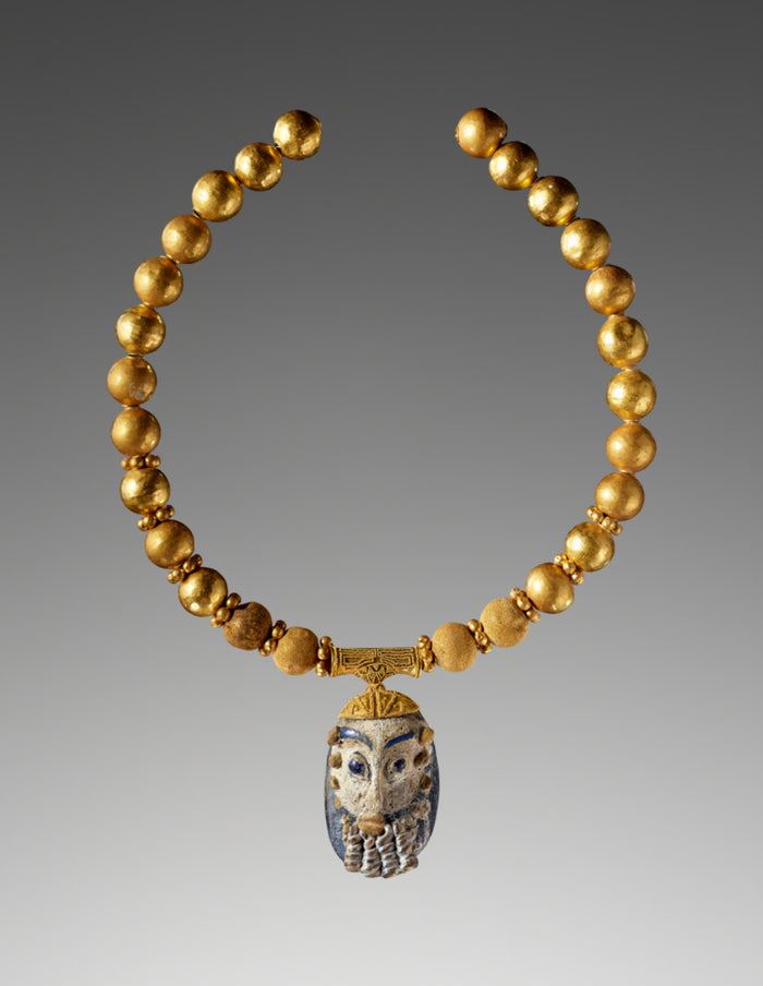 Unknown:Necklace with a Pendant Featuring a Bearded Head,16x12