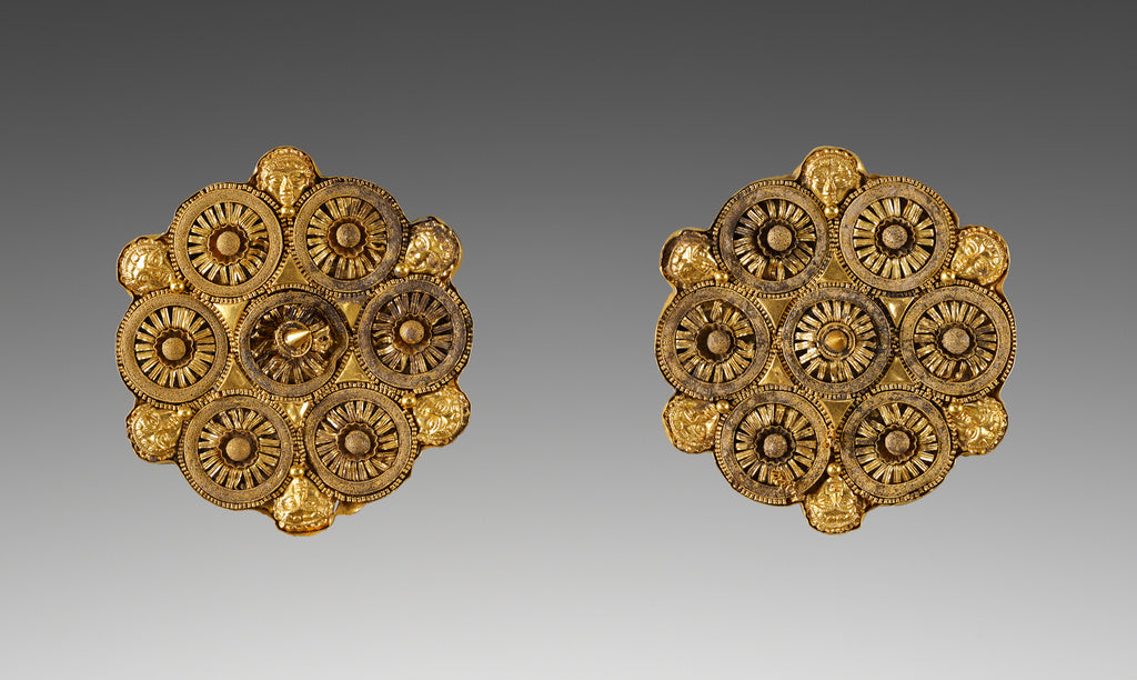 Unknown:Pair of Disk Earrings, Poster Print Wall Art