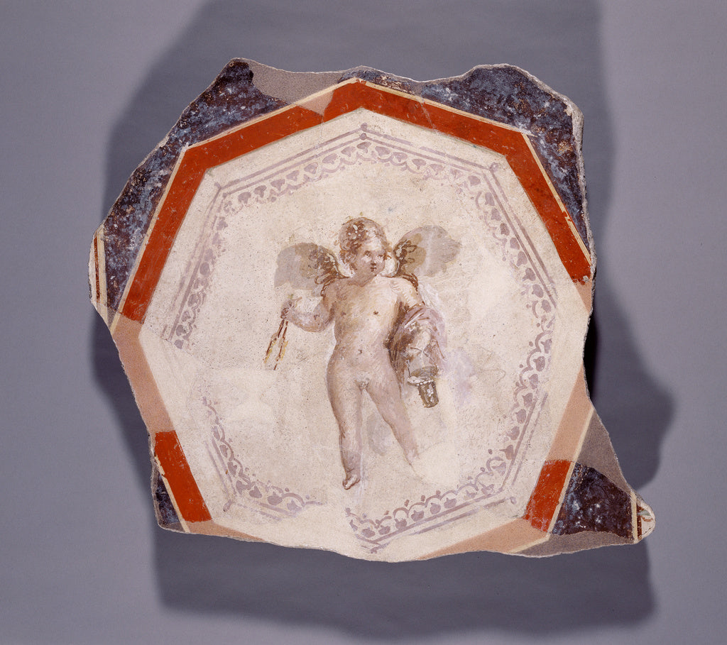 Unknown:Fresco Depicting Cupid holding Two Sticks and a Pail, Poster Print Wall Art