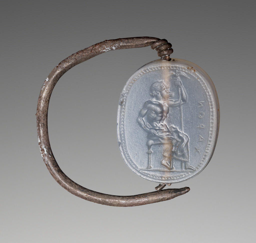 Unknown:Engraved Scaraboid with Zeus Enthroned, Poster Print Wall Art