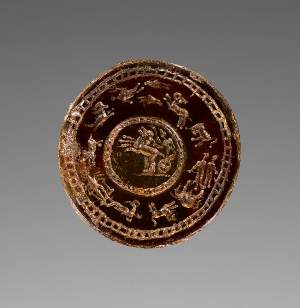 Unknown:Engraved Gem with Victory in a Chariot and Zodiac Sy, Poster Print Wall Art