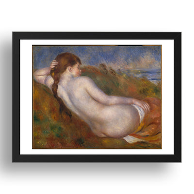 Auguste Renoir: Reclining Nude (1883), vintage artwork, A3 Size Reproduction Poster Print in 17x13" Black Frame
