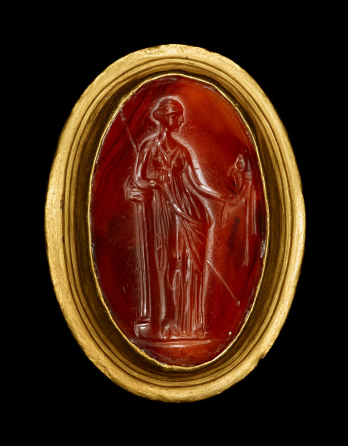 Unknown:Ring inset with intaglio representing Fortuna,16x12
