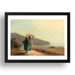 Camille Pissarro - Women Chatting, Sea [1856], vintage art, A3 (16x12") Poster Print