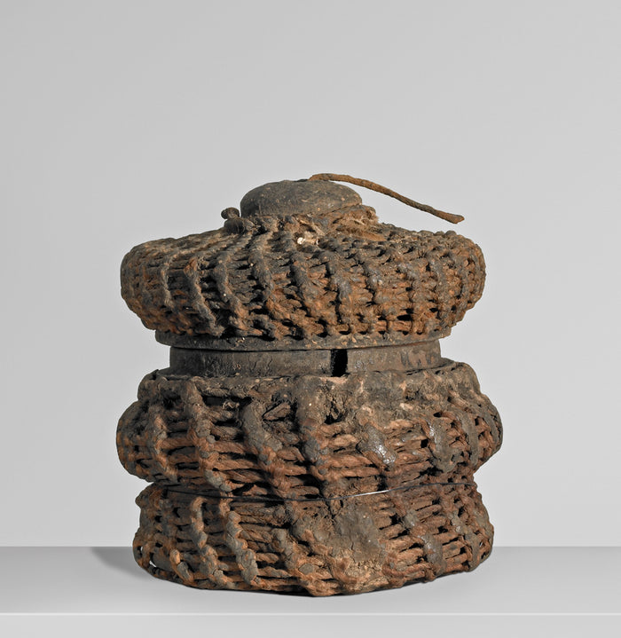 Unknown:Basket-Covered Jar Containing Hair,16x12