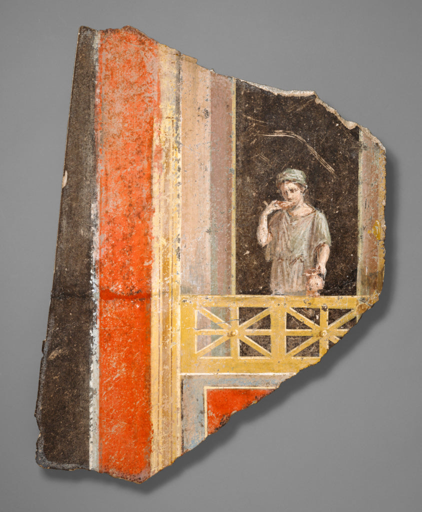 Unknown:Fresco Fragment:  Woman on a Balcony, Poster Print Wall Art