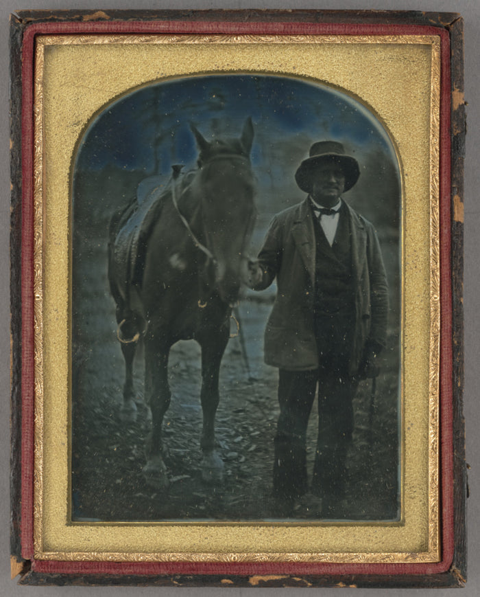 Attributed to Unknown maker, American:[Man and Horse],16x12