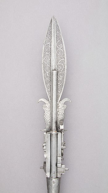 Boar Spear with Double Barrel Wheellock Pistol late 16th cent,  Poster Print Wall Art