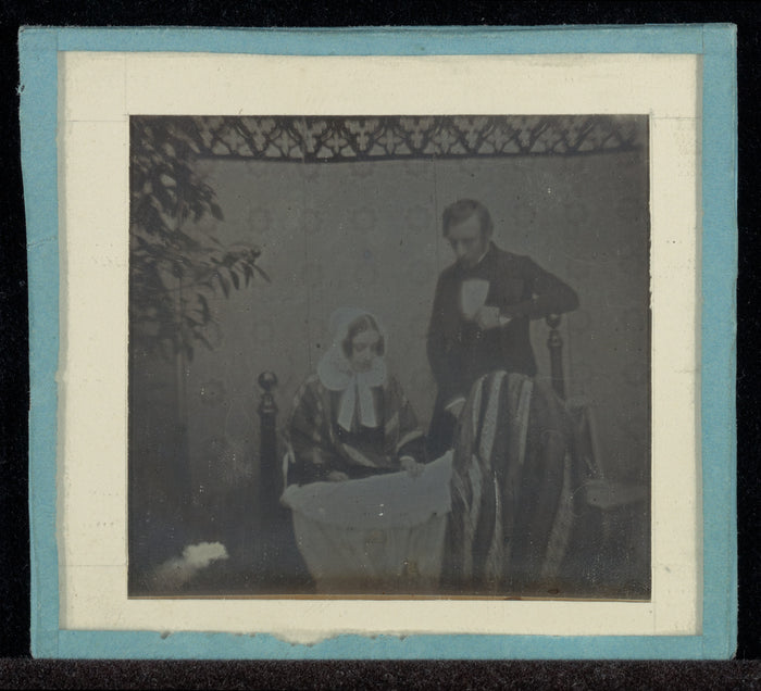 Jean-Gabriel Eynard:[Portrait of M. & Mme. Eynard by a cradl,16x12