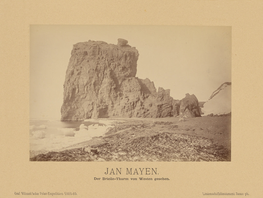 Richard Basso:Jan Mayen, Der Brielle-Thurm von Westen geseh, Poster Print Wall Art