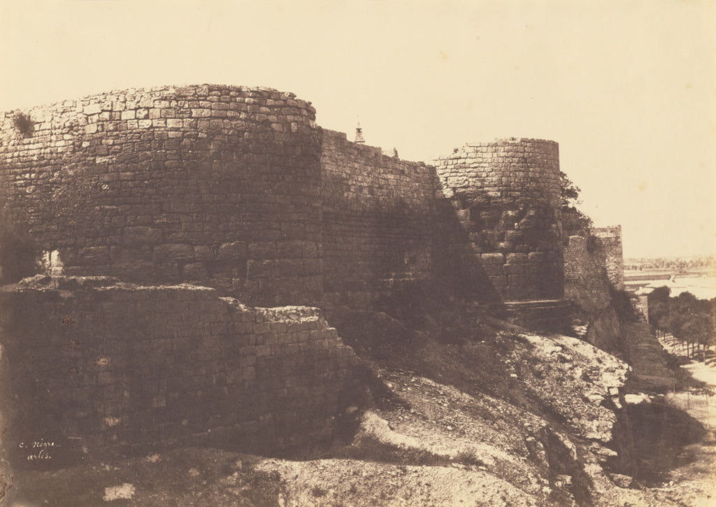 Charles Nègre:[Roman Ramparts, Arles], Poster Print Wall Art