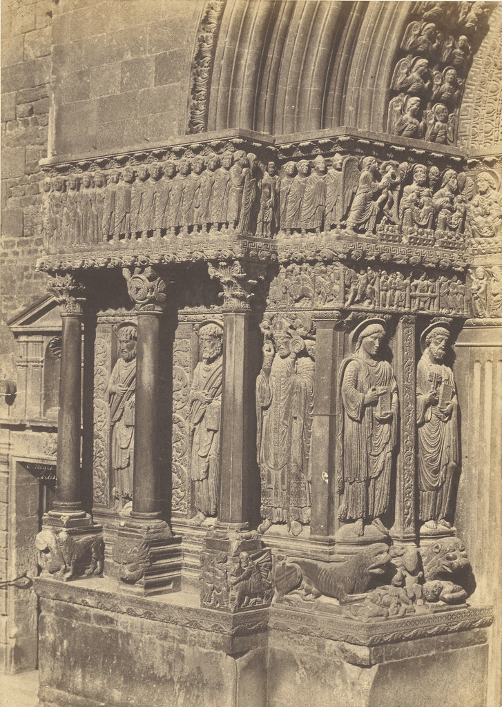 Charles Nègre:[Left side of the Main Portal of Saint-Trophi, Poster Print Wall Art