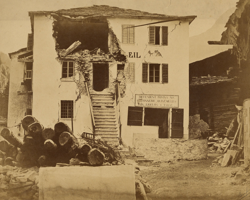 Bisson Frères:[Earthquake damaged building], Poster Print Wall Art