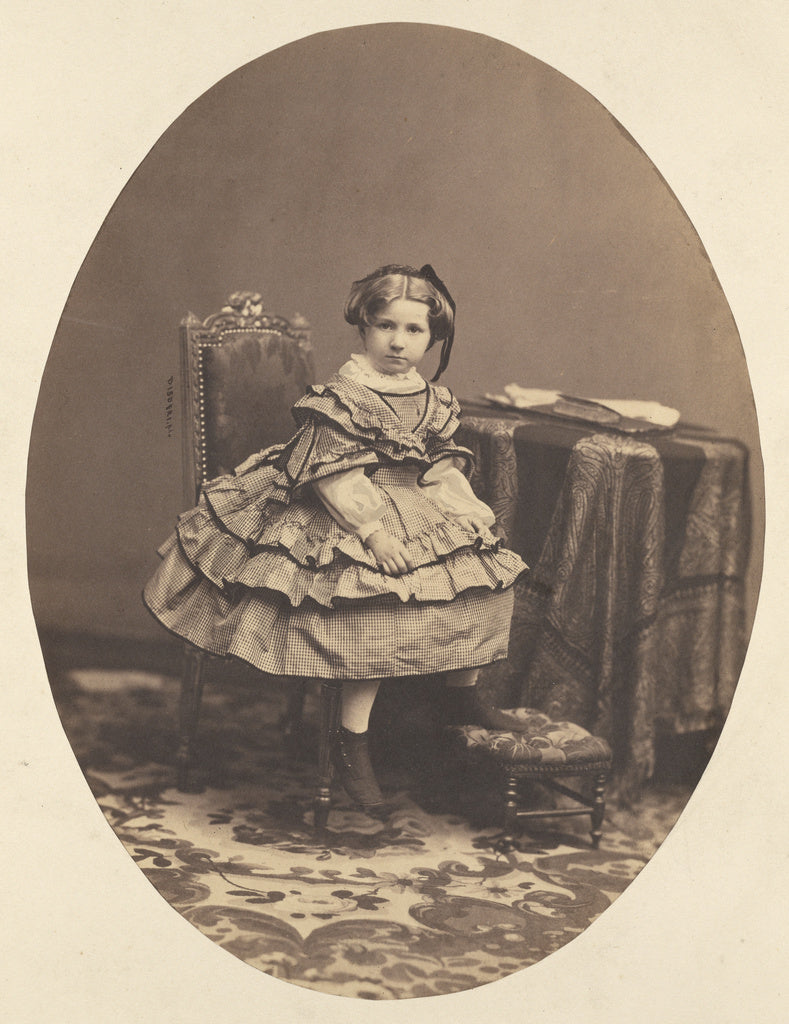 André Adolphe-Eugène Disdéri:[Portrait of a Seated Girl], Poster Print Wall Art