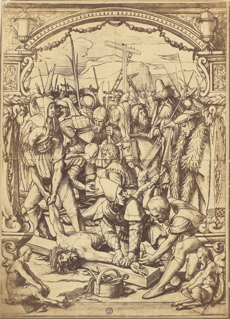 Charles Von Bouell:Christus wird ans kreuz Genagelt, Poster Print Wall Art