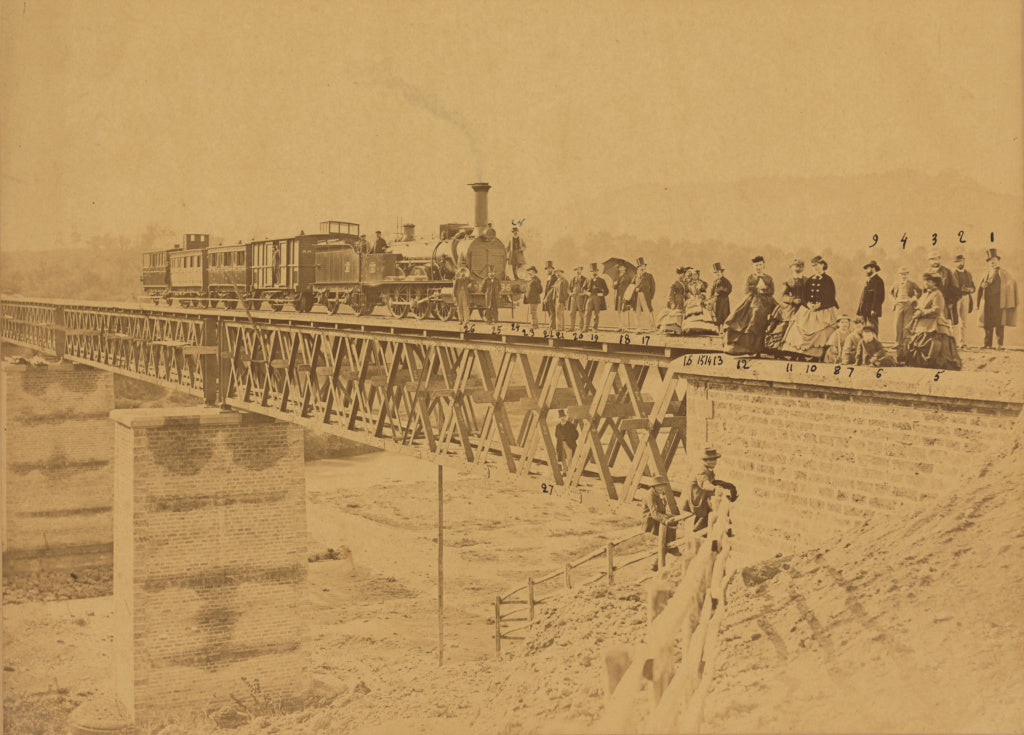 Altobelli & Molins:[Group portrait with train on bridge],16x12"(A3)Poster