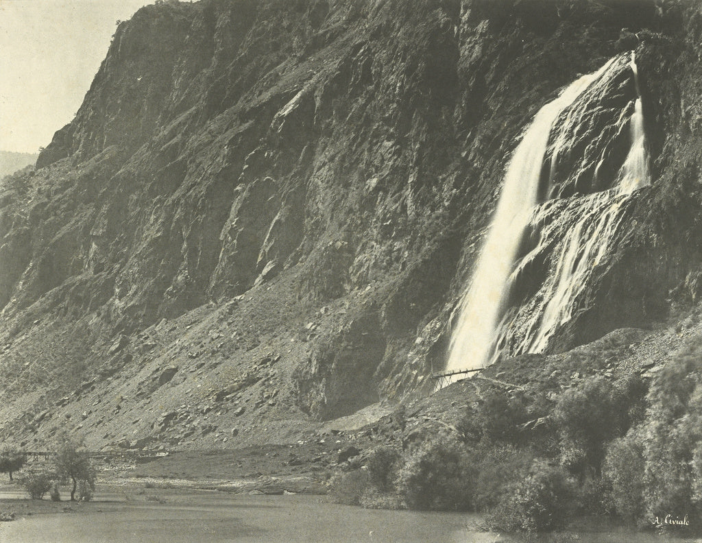 Aimé Civiale:[Mountainous Landscape with Waterfall, Switzer, Poster Print Wall Art