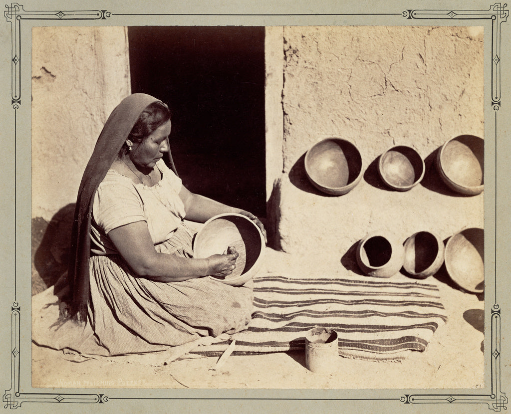 John K. Hillers:Woman Polishing Pottery, Poster Print Wall Art
