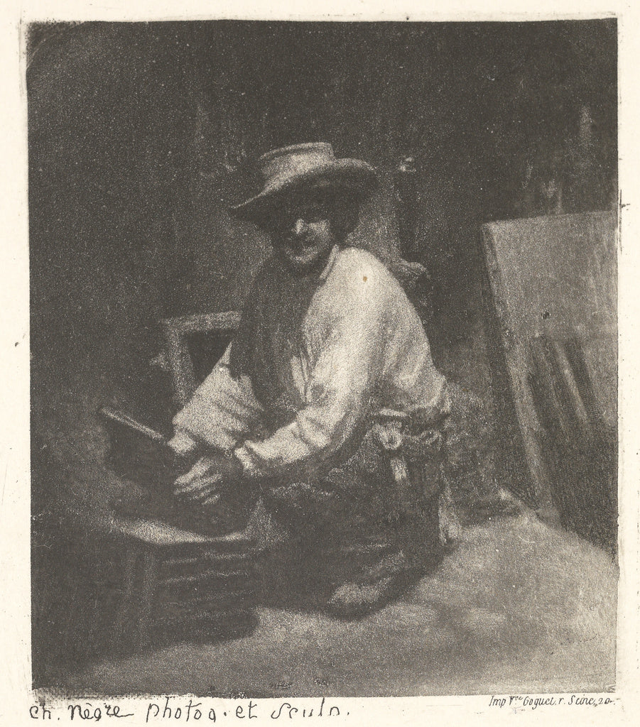 Charles Nègre:[Mason Kneeling] / [Maçon accroupi], Poster Print Wall Art