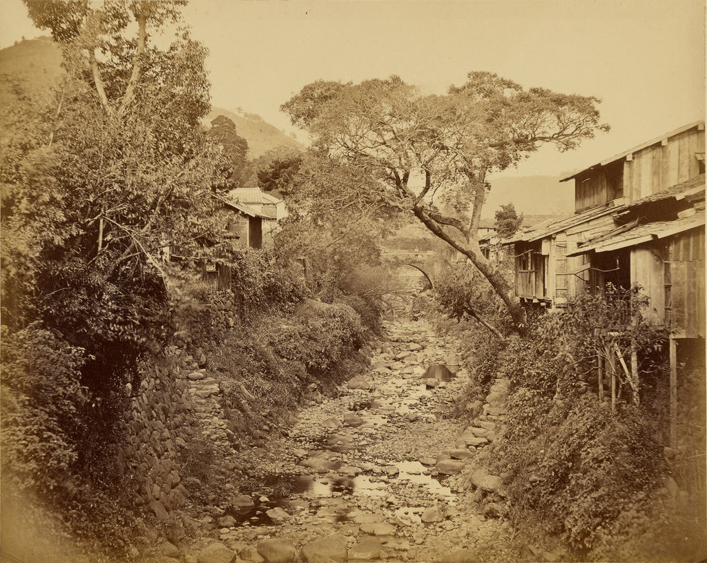 Felice Beato:[Japanese Village with Stream], Poster Print Wall Art