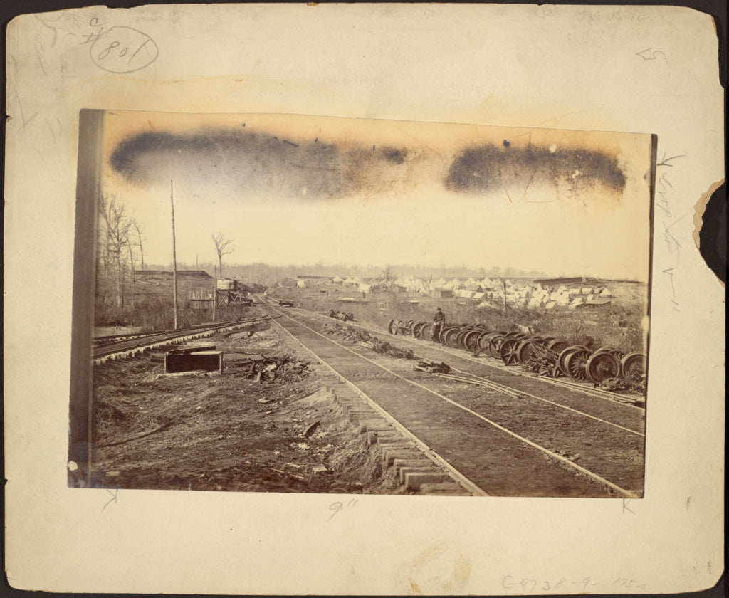 George Armstead:[Civil War: Railroad tracks and tents], Poster Print Wall Art