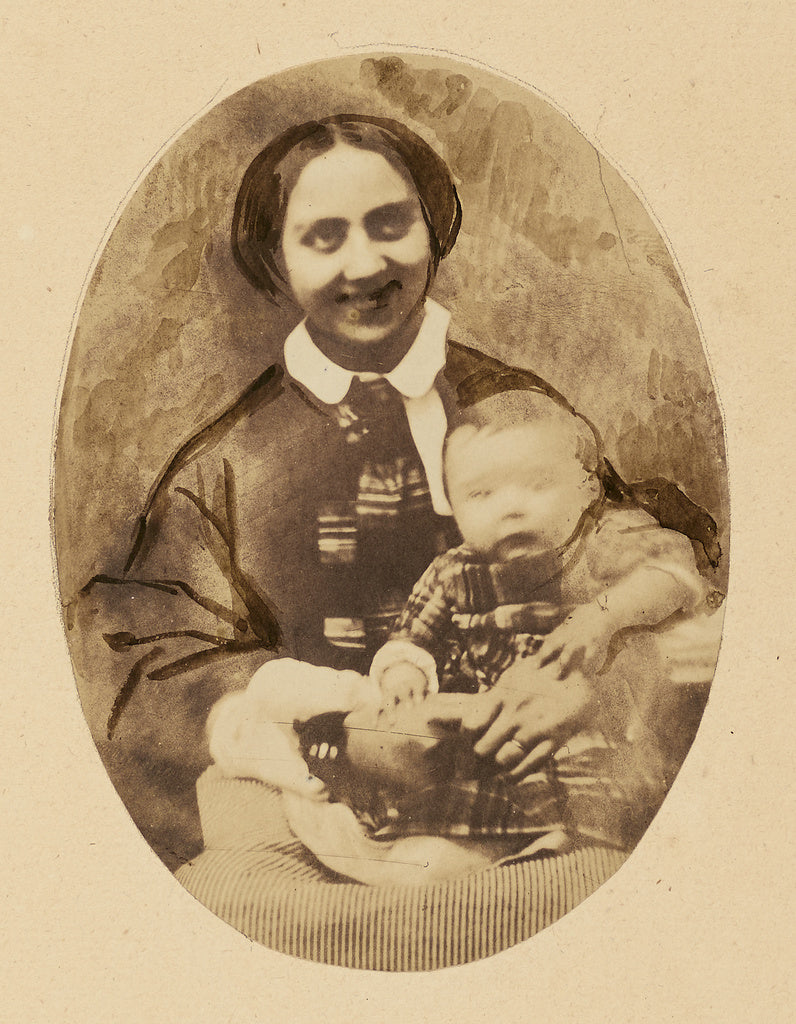 Achille Devéria:[Portrait of  Marie Devéria with her son], Poster Print Wall Art