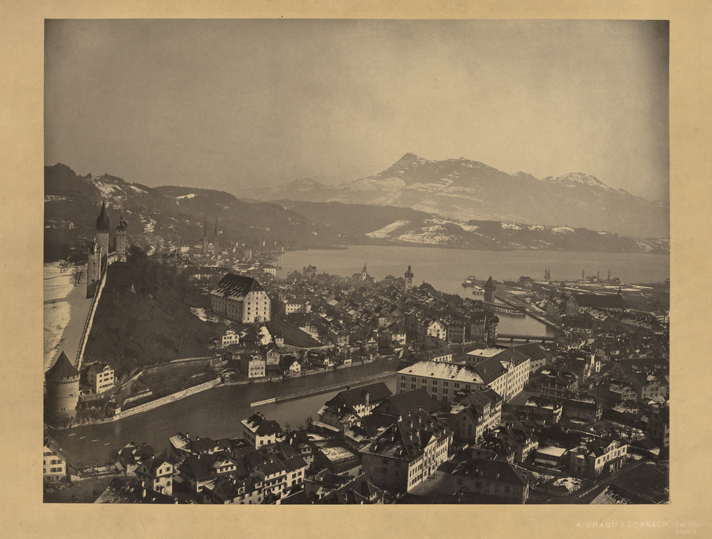 Adolphe Braun:[City on a Lake], Poster Print Wall Art