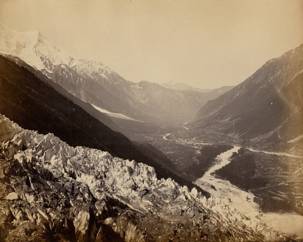 Bisson Frères:Sous la Mer de Glace le glacier du Bois au fo, Poster Print Wall Art