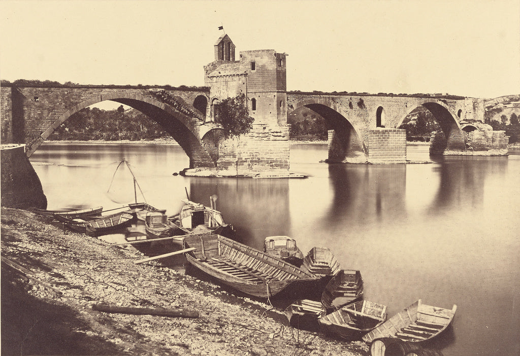 edouard Baldus:Saint Bénézet Bridge, Avignon, Poster Print Wall Art