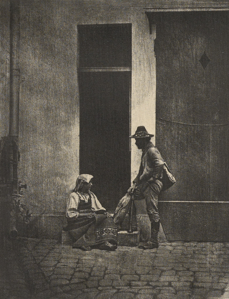 Charles Nègre:[Pifferari rentrant au logis], Poster Print Wall Art