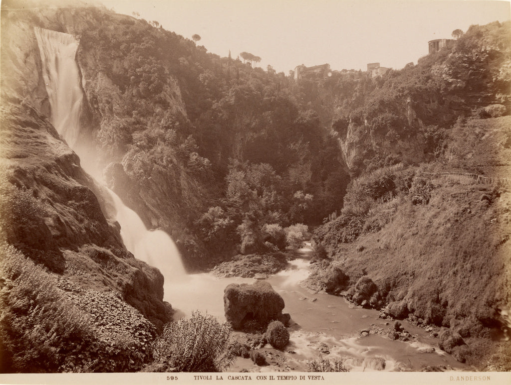 James Anderson:Tivoli, Waterfall with the Temple of Vesta, Poster Print Wall Art