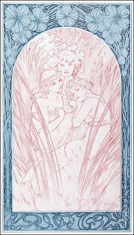 04 from the 'Documents Decoratifs" series, 1901 vintage artwork by Alphonse Mucha, 12x8" (A4 size) poster print