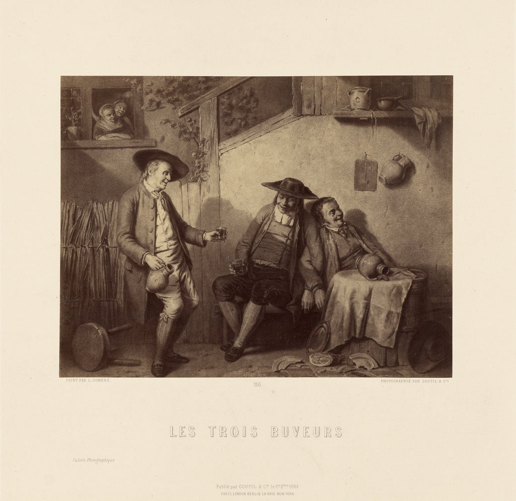 Goupil & Cie.:"Les Trois Buveurs" by L. Somers,16x12"(A3)Poster